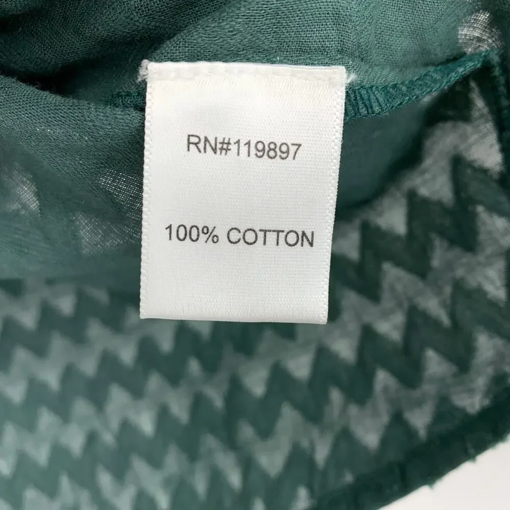 Saison de la Fleur Textured Blouse Womens Medium Puff Sleeve Green Boho Top NWT - Picture 7 of 7